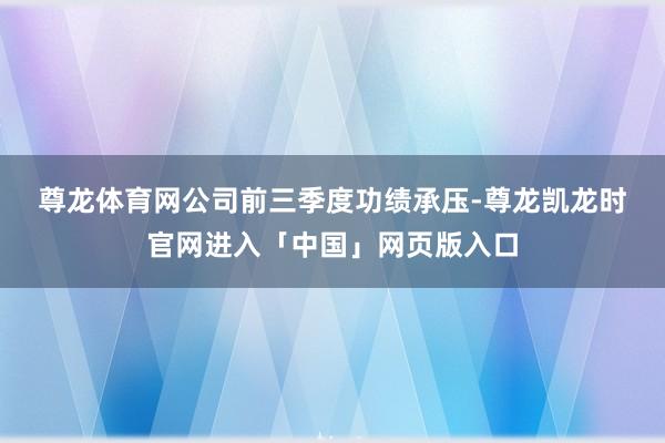 尊龙体育网　　公司前三季度功绩承压-尊龙凯龙时官网进入「中国」网页版入口