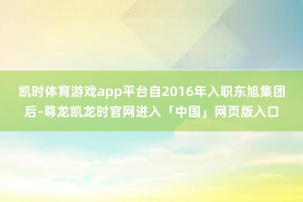 凯时体育游戏app平台自2016年入职东旭集团后-尊龙凯龙时官网进入「中国」网页版入口