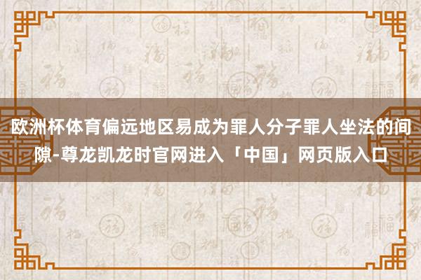 欧洲杯体育偏远地区易成为罪人分子罪人坐法的间隙-尊龙凯龙时官网进入「中国」网页版入口