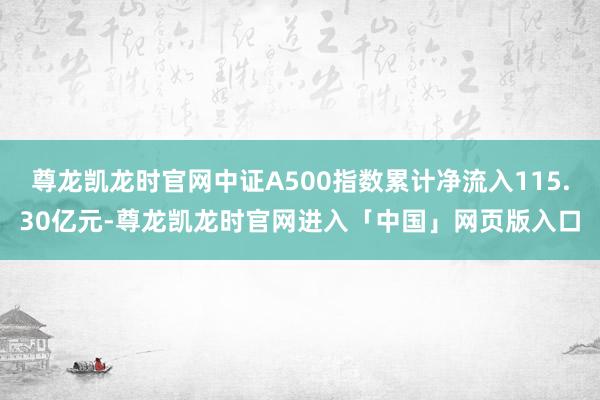 尊龙凯龙时官网中证A500指数累计净流入115.30亿元-尊龙凯龙时官网进入「中国」网页版入口