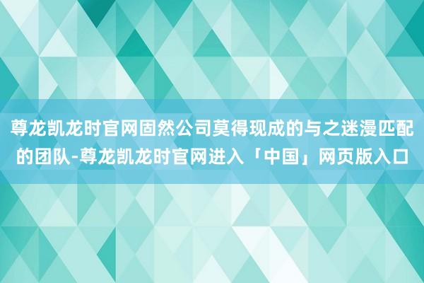 尊龙凯龙时官网固然公司莫得现成的与之迷漫匹配的团队-尊龙凯龙时官网进入「中国」网页版入口